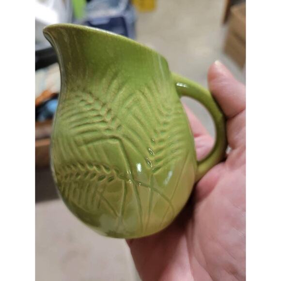 Vintage Rosemeade Pottery Creamer Pitcher, Chartreuse Green Wheat Pattern, - Picture 5 of 5